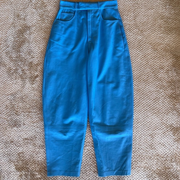 Zeynep Arcay Blue leather tapered pants - Picture 2 of 5